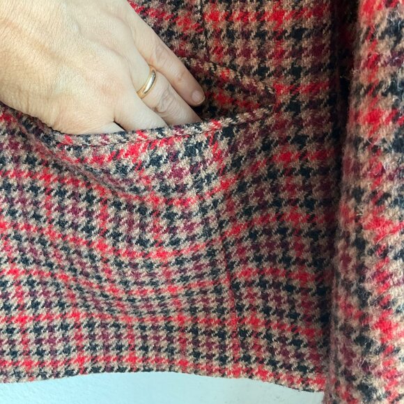 Talbots 20W Aberdeen Blazer Houndstooth Wool Bl Burgundy Old Money Classic - Picture 6 of 14